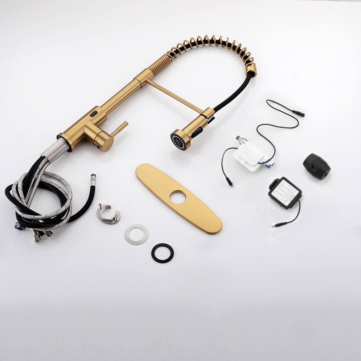 Angle. Ropilly - Ropilly Touchless Kitchen Faucet with Pull Down Sprayer, Hands Free Automatic Single Handle Kitchen Sink Faucet - Brushed Gold.