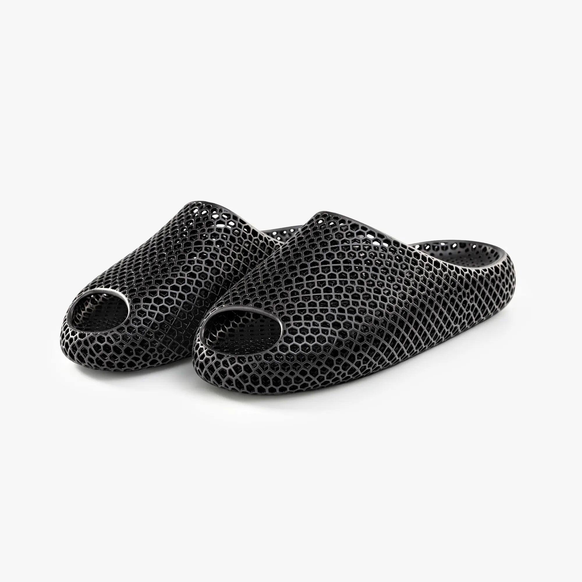 Front. Nexbie - AeroCloud 3D Printed Slippers - Black.