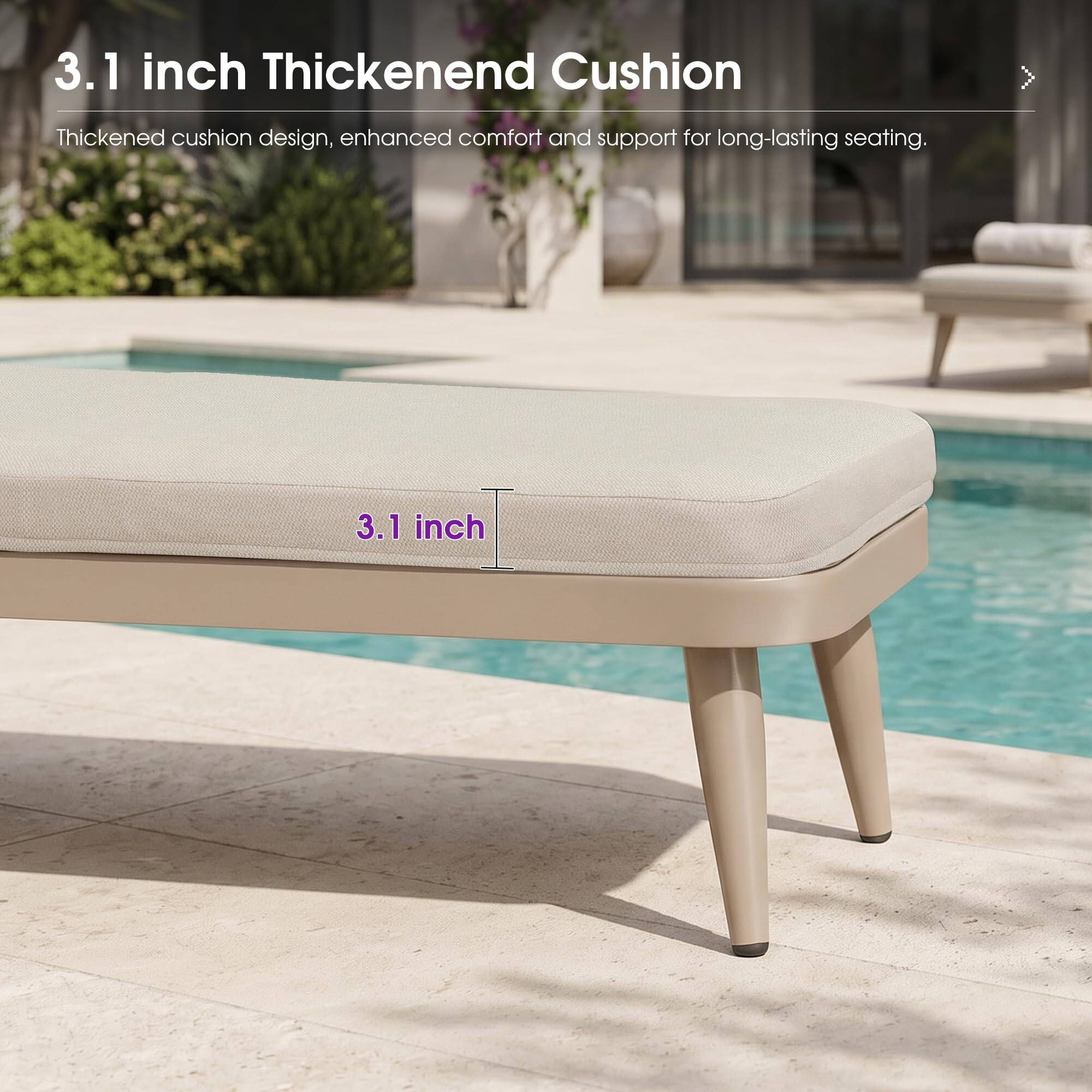 3.1 inch Thickened Cushion  
Thickened cushion design, enhanced comfort and support for long-lasting seating.