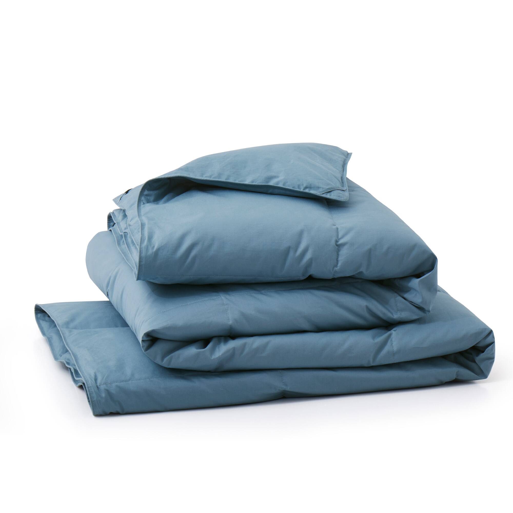 Alt View 1. Puredown - Puredown Luxurious 300TC 100% Organic Cotton Down Feather Fiber Comforter, Navy, King - Navy.