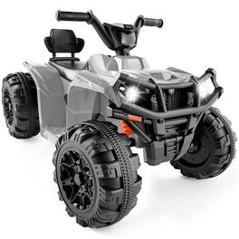 Best Choice Products - 12V Kids Ride-On ATV Quad w/ Bluetooth, 2.4mph Max, Treaded Tires, LED Lights, Radio - Gray