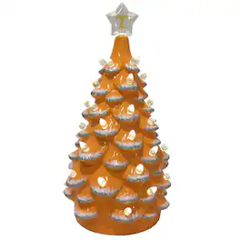 Santa's Workshop - Tennessee Volunteers 14'' Ceramic Tree - Orange