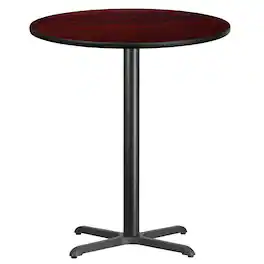 Flash Furniture - Stiles 36'' Round Mahogany Laminate Table Top with 30'' x 30'' Bar Height Table Base - Brown