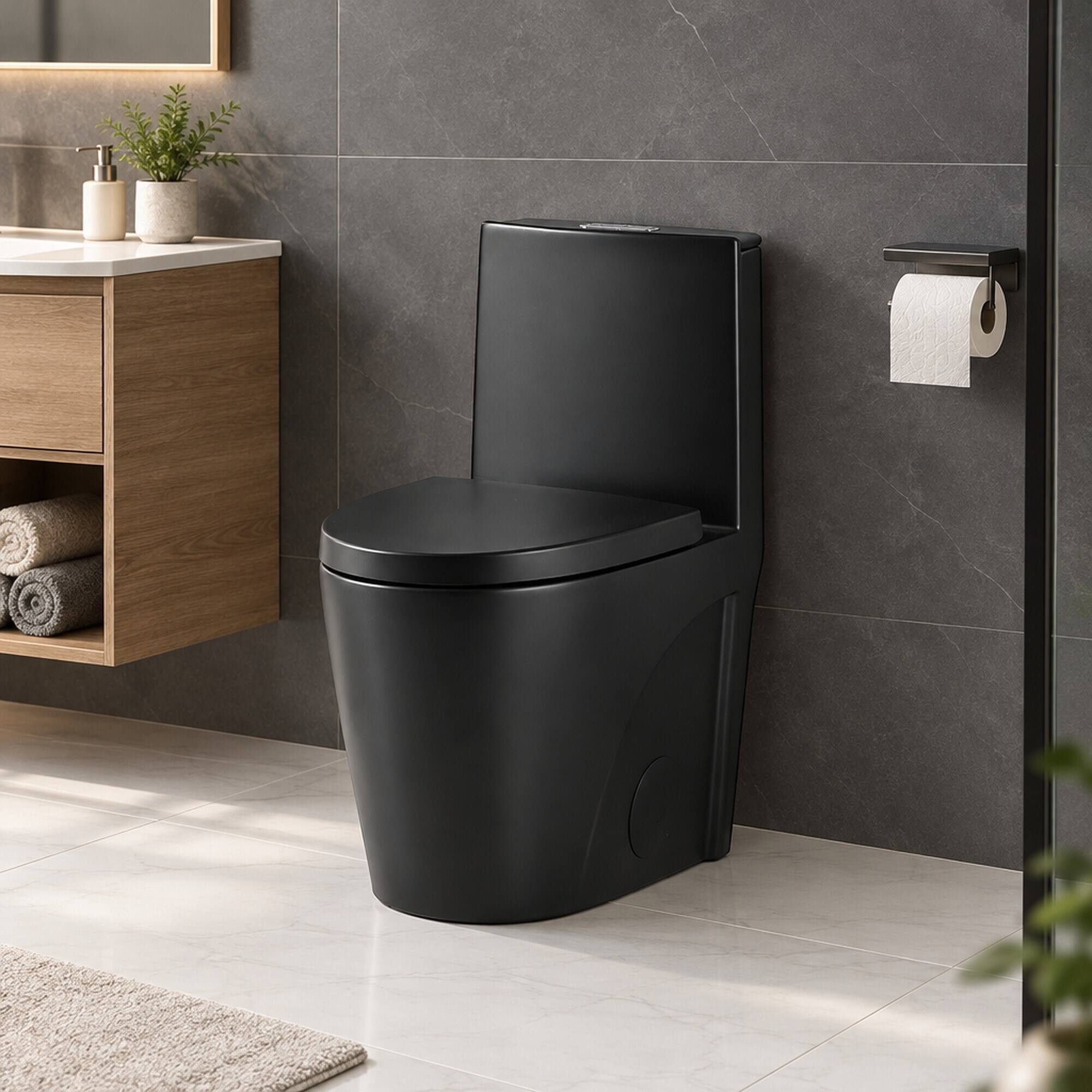 RYHNUYNE One Piece Toilet, Dual Flush Elongated Comfort Height Floor ...