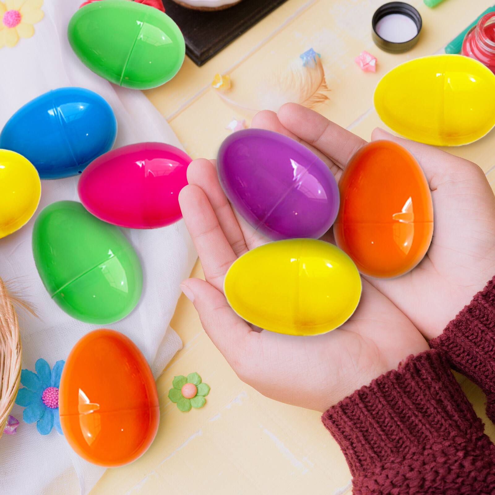 Alt View 5. Hansmart - HANSMART 50/100/200/500PCS Fillable Easter Eggs Colorful  Creative Easter Gift Box Children's Toys Party Decoration - Multiple colors.