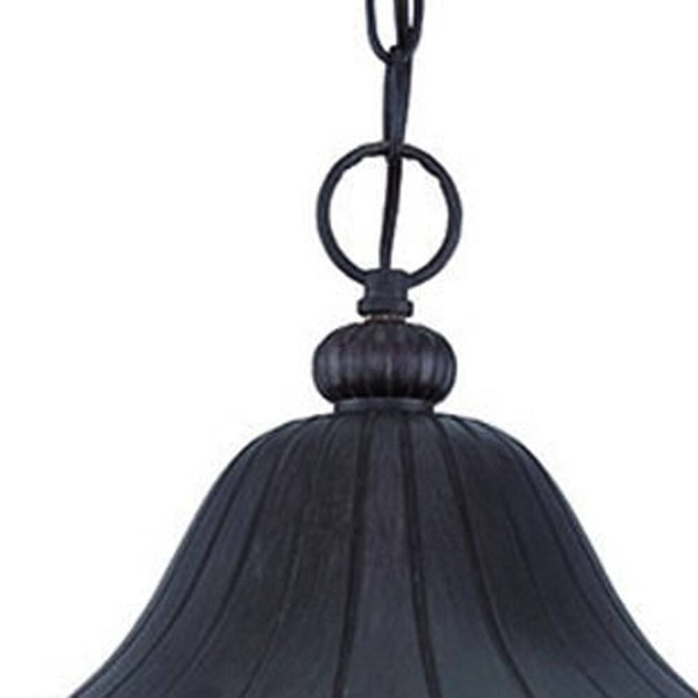 Alt View 1. Hivvago - Hivvago XL Three Light Matte Black Leaf Detail Hanging Light - Black.