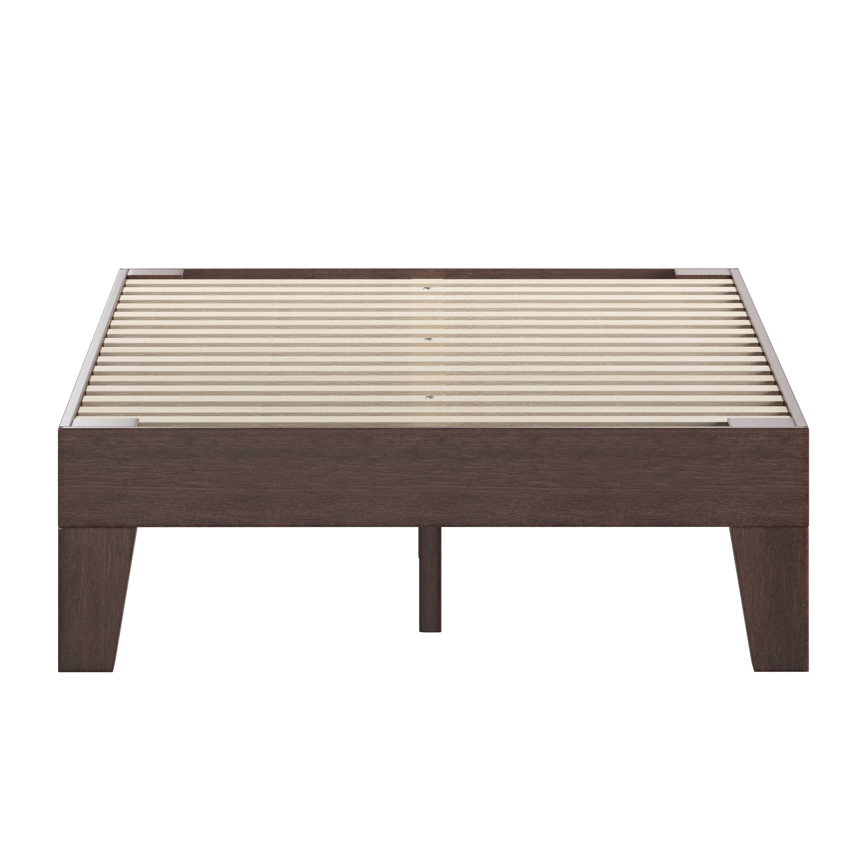 Alt View 11. Alamont Home - Evelyn Solid Wood Platform Bed with Wooden Support Slats, No Box Spring Required - Walnut.