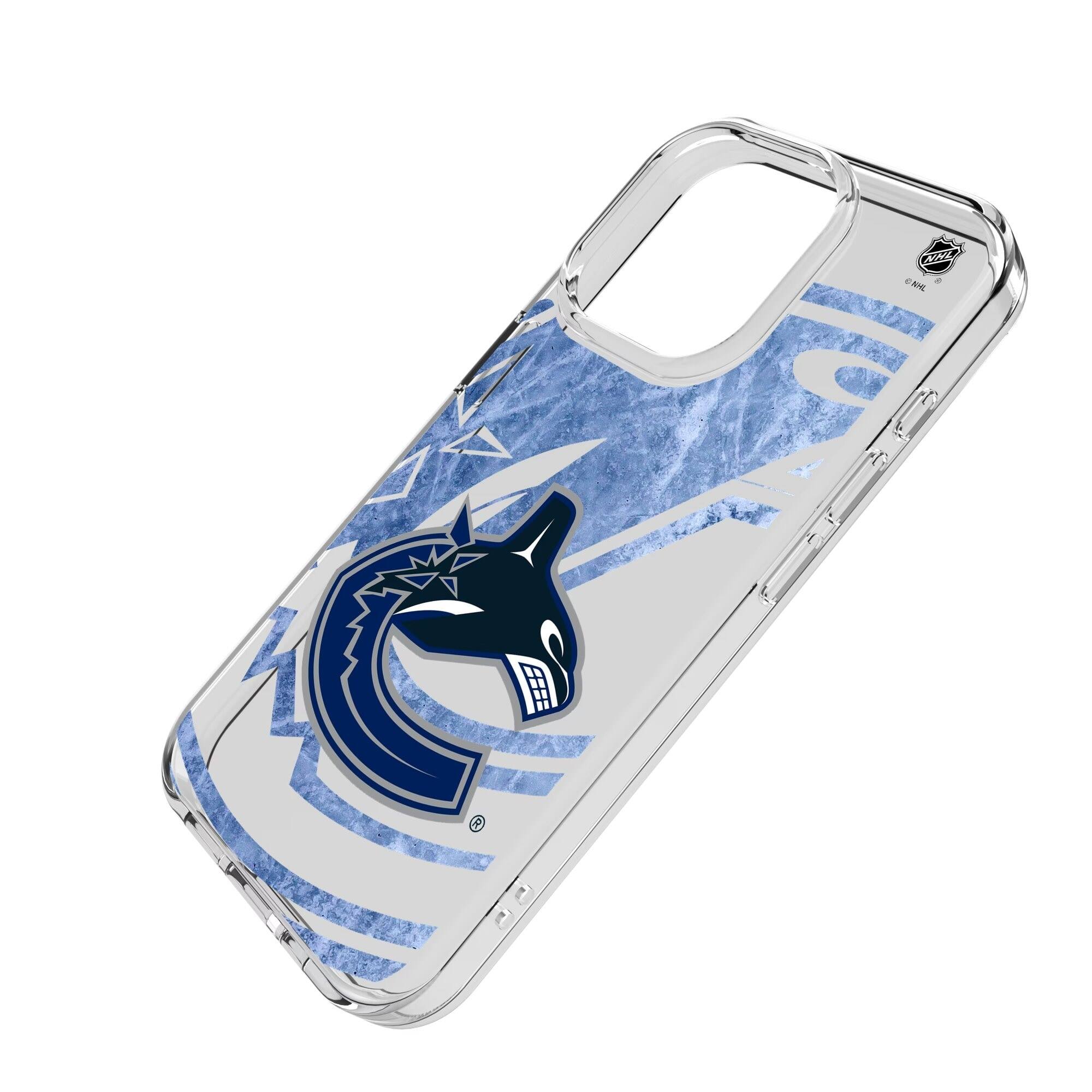 Alt View 1. Keyscaper - Vancouver Canucks iPhone Clear Ice Case - 16 Pro Max - Multicolor.