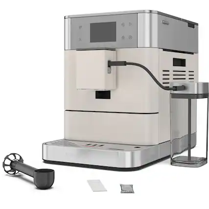 Front. KitchenAid - Fully Automatic Espresso Machine KF7 with Milk Attachment - Porcelain White.