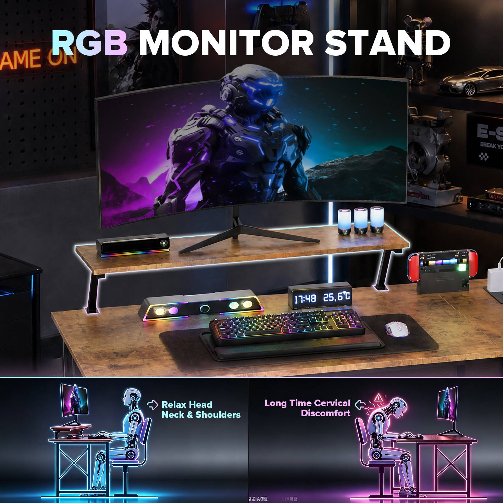 RGB MONITOR STAND

17:48 25.6°C

Relax Head Neck & Shoulders

Long Time Cervical Discomfort