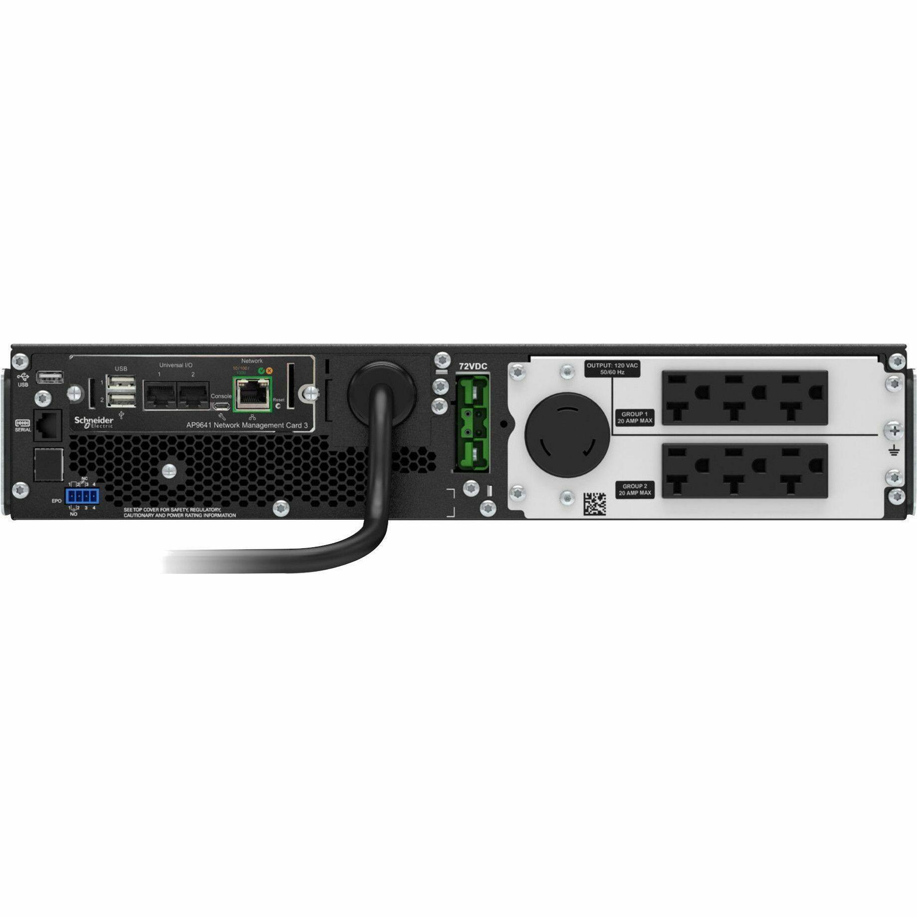 Alt View 2. APC - APC Smart-UPS On-Line, 2200VA, Rackmount 2U, 120V, 6x 5-20R+1x L5-20R NEMA outlets, Network Card, Extended runtime, W/ - Black.