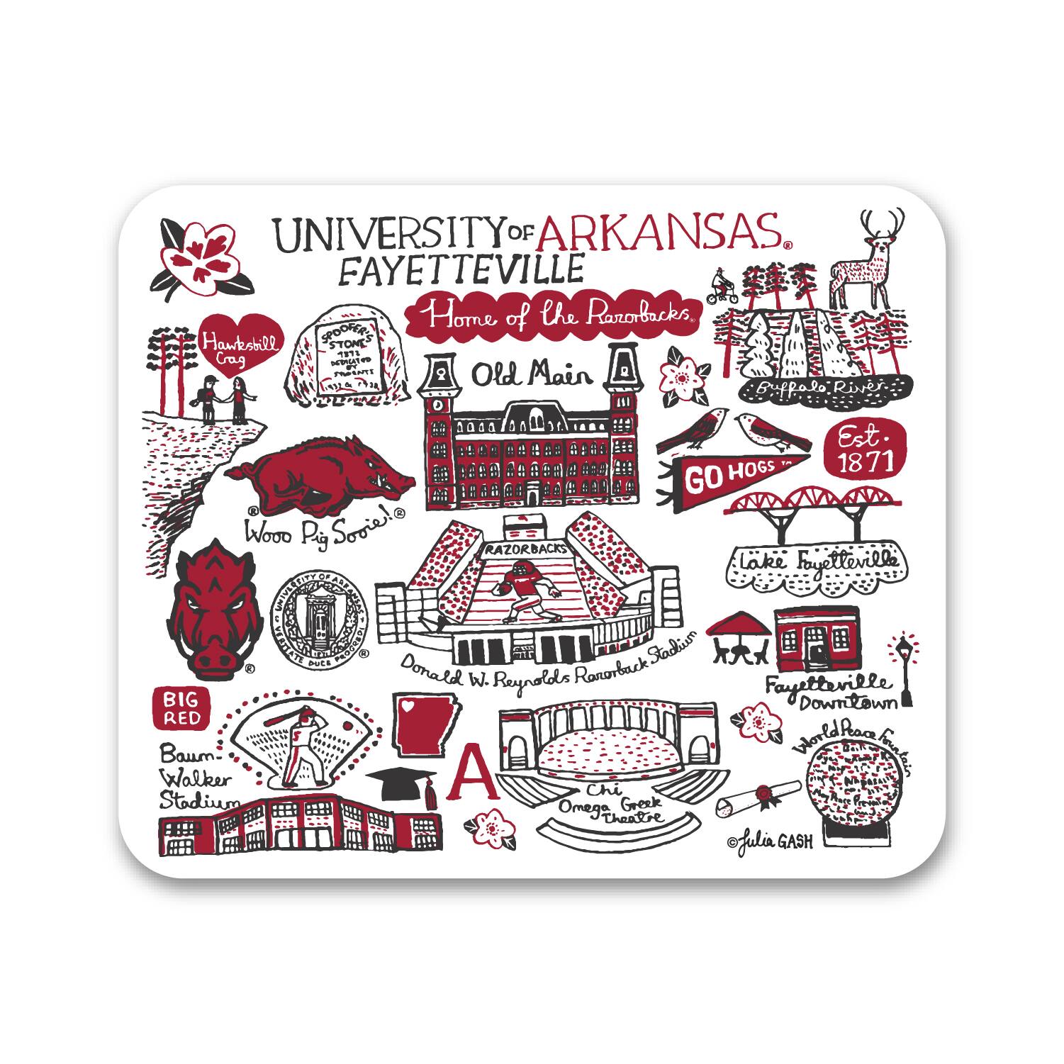 OTM Essentials - Arkansas Razorbacks Mouse Pad - White