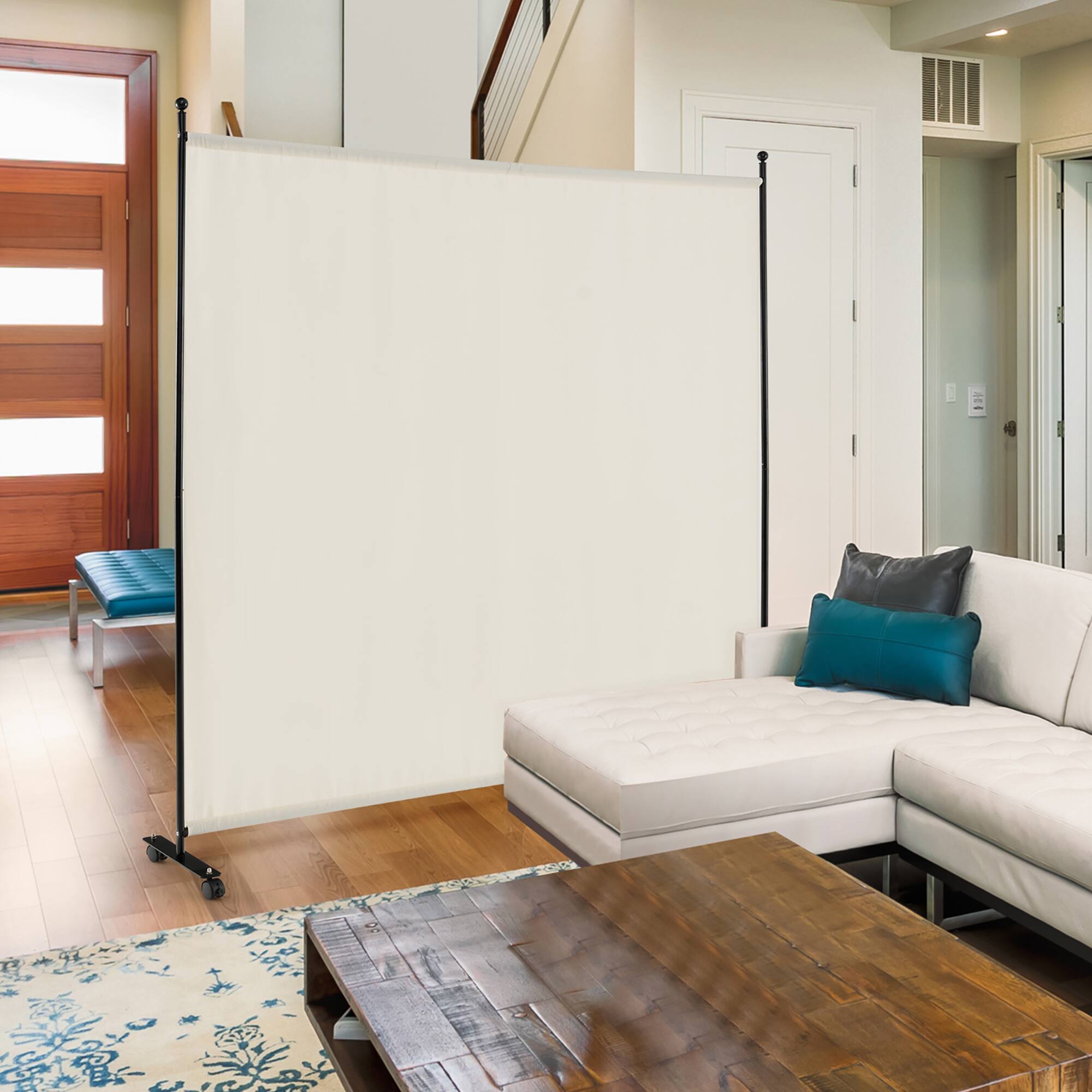 Alt View 1. Costway - Costway 6FT Single Panel Room Divider with Wheels Rolling Fabric Partition Privacy Screen - White.