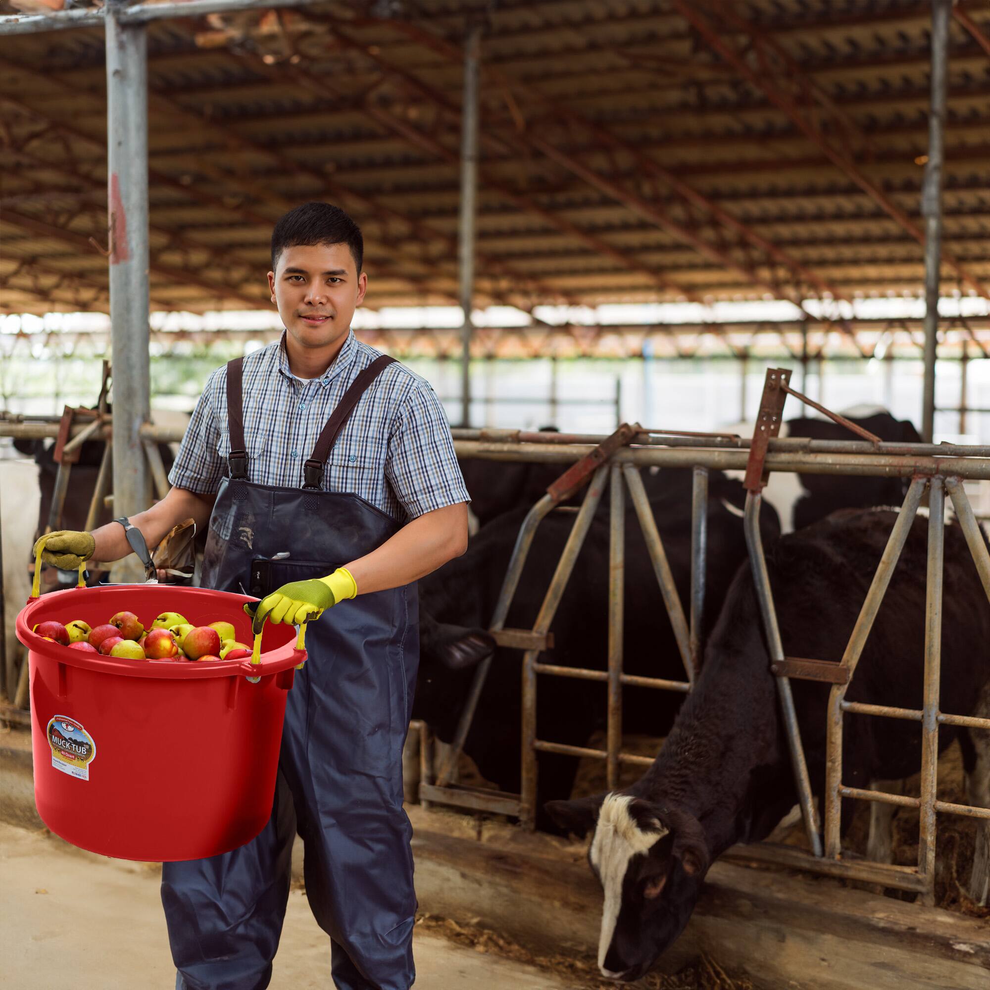 Alt View 2. Little Giant - Little Giant 40 Quart Durable and Versatile Utility Muck Tub w/Handles, Red.