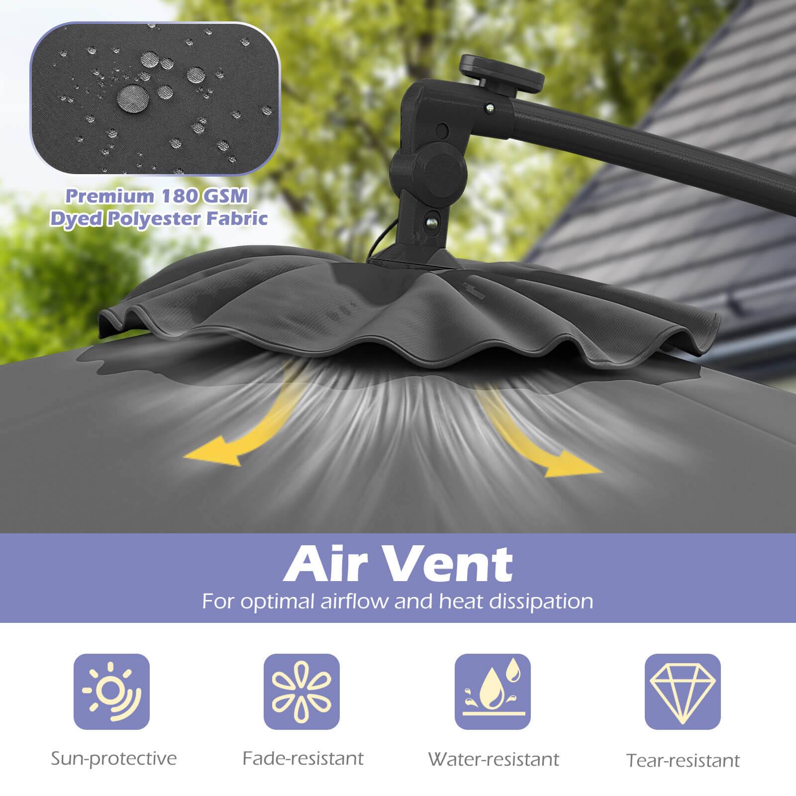 Premium 180 GSM Dyed Polyester Fabric

Air Vent
For optimal airflow and heat dissipation

- Sun-protective
- Fade-resistant
- Water-resistant
- Tear-resistant