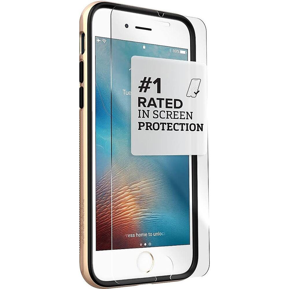 The image features a cell phone with a screen protector that reads "1 Rated in Screen Protection." The phone is placed in a case, and the screen protector is prominently displayed. The text is clear and easy to read, emphasizing the high-quality protection offered by the screen protector.