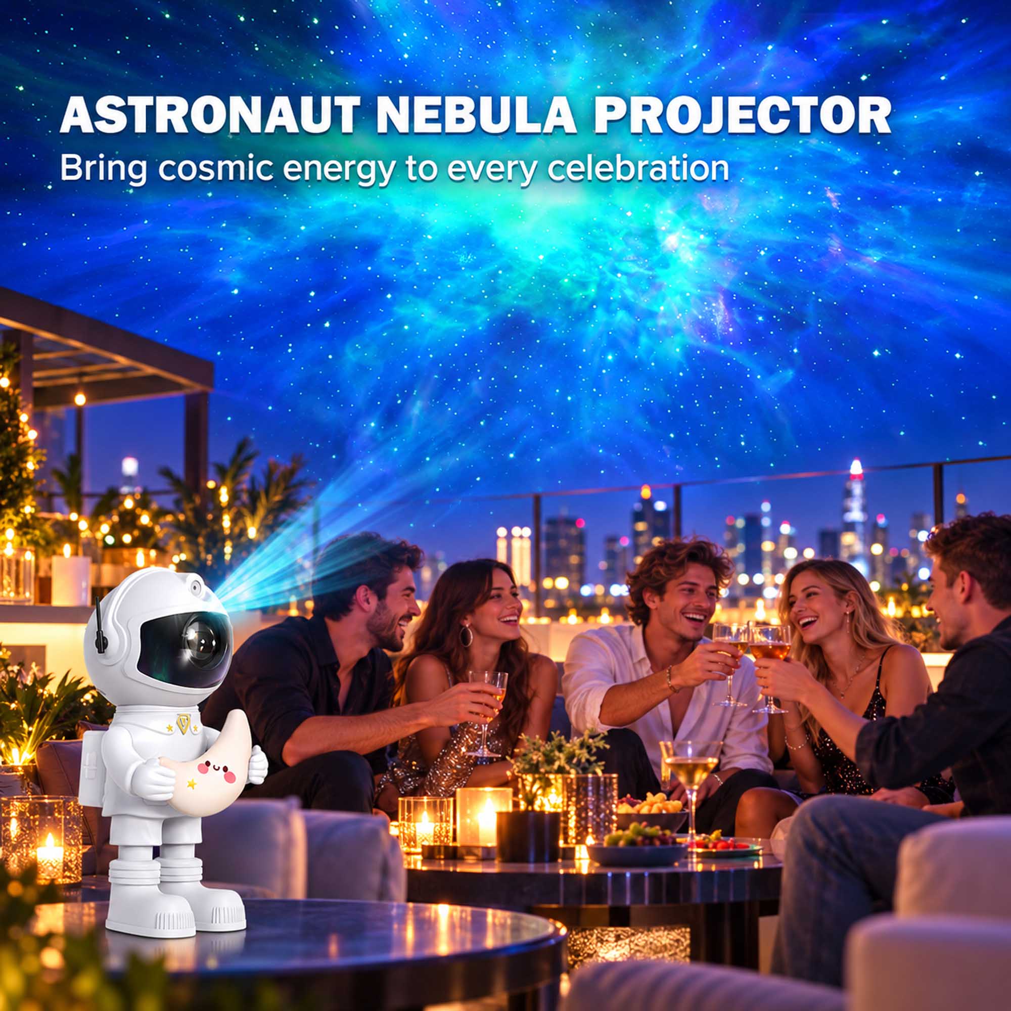 ASTRONAUT NEBULA PROJECTOR  
Bring cosmic energy to every celebration