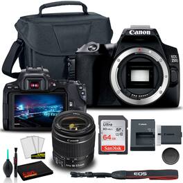 Canon - EOS 250D DSLR Camera with 18-55mm Lens (Black) (3453C002) + EOS Bag + 64GB Card and More (International Version)