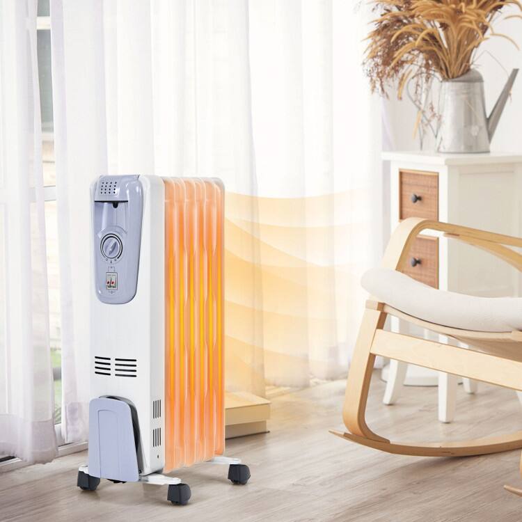 Alt View 1. Mirfee - 1500W Electric Oil Filled Radiator with 4 Bottom Wheels.