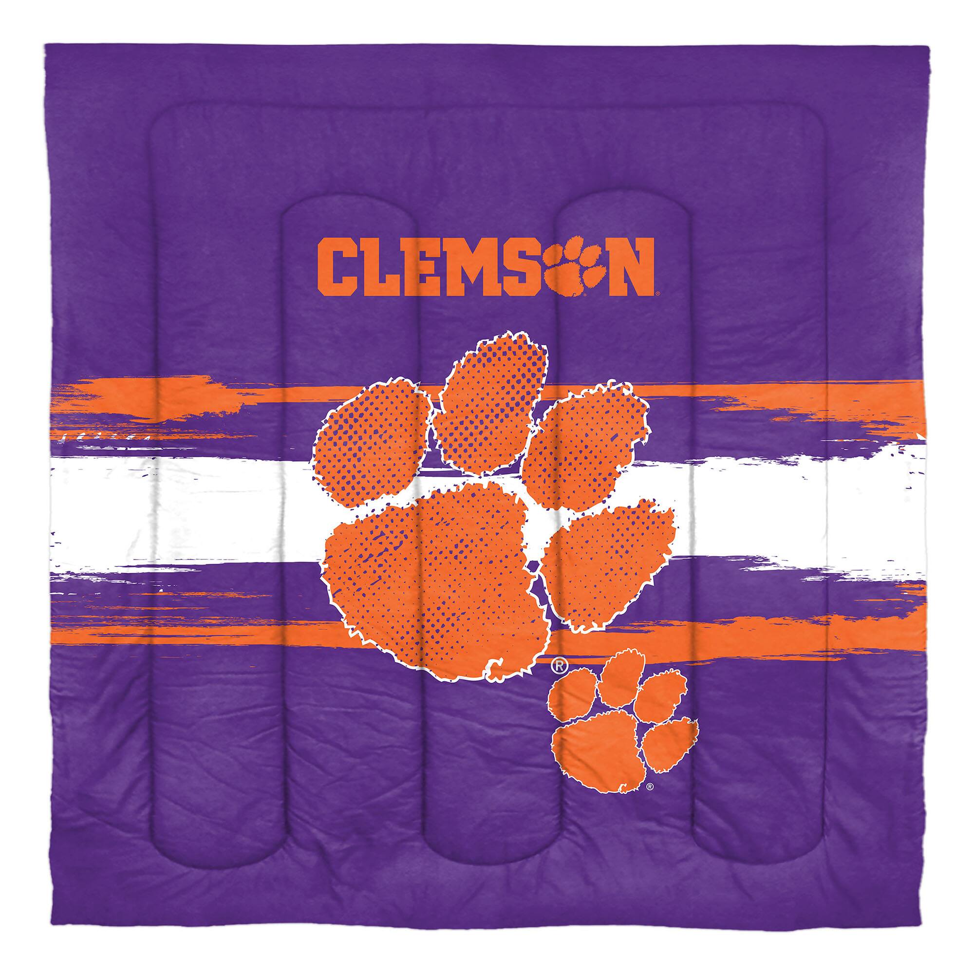 Angle. Sweet Home Collection - NCAA Clemson Tigers Comforter & Sham Set- Full/Queen - Multicolored.