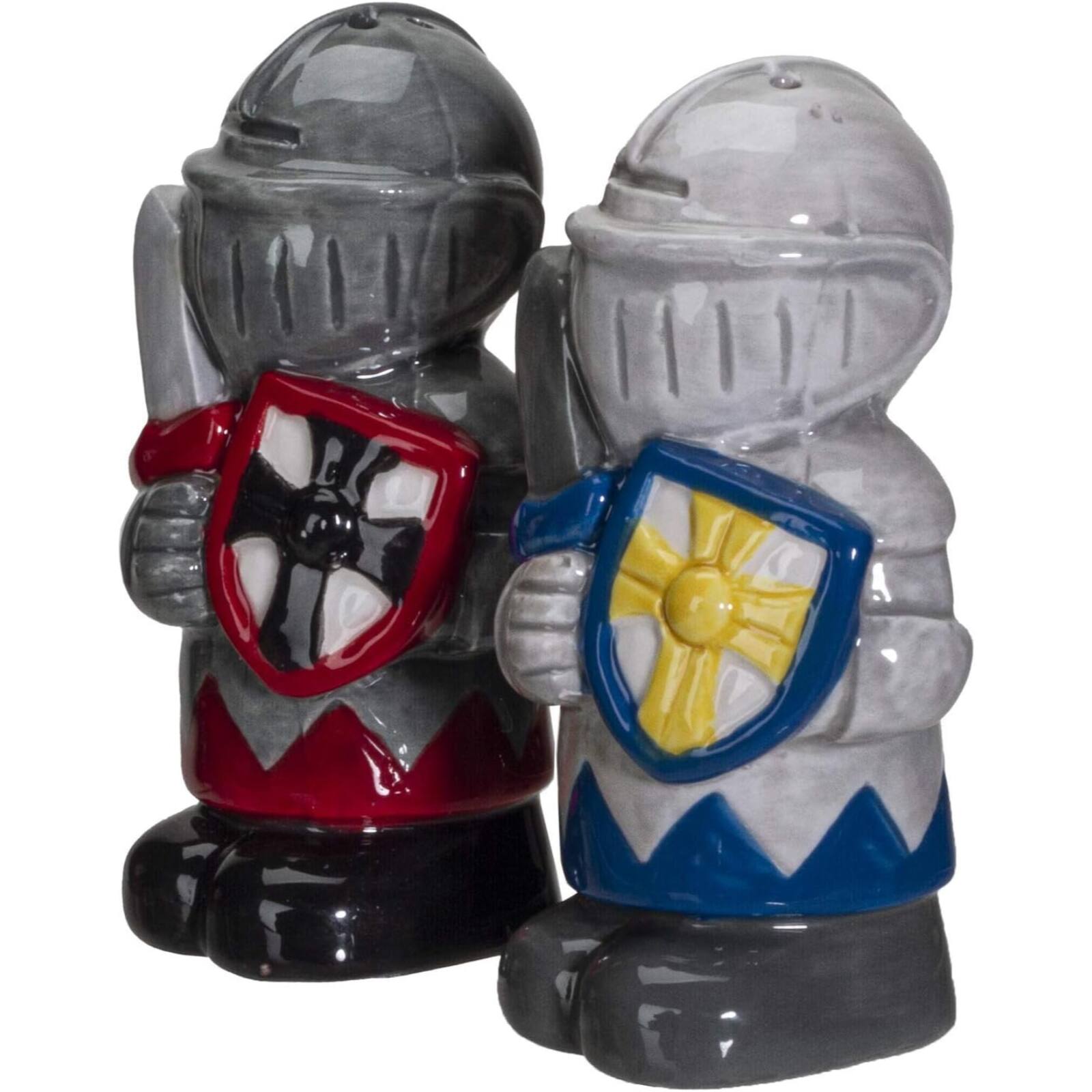 Alt View 1. Pacific Trading - White And Black Knights Ceramic Magnetic Salt and Pepper Shakers Set - Multicolor.