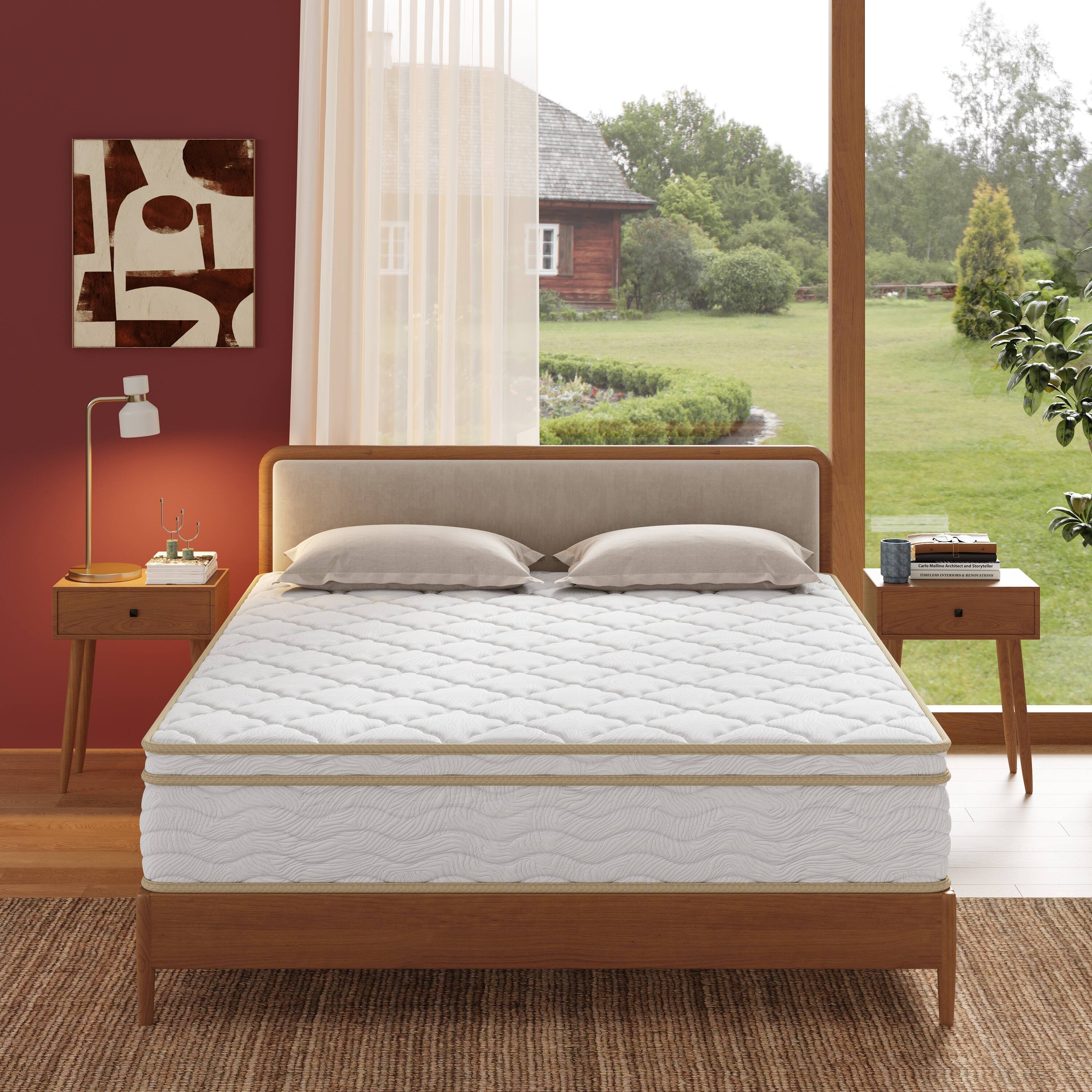 Front. Anysun - 12-Inch Queen Size Hybrid Mattress – Medium Firm, Breathable Cooling, Individually Pocketed Coils, CertiPUR-US Certified - White.