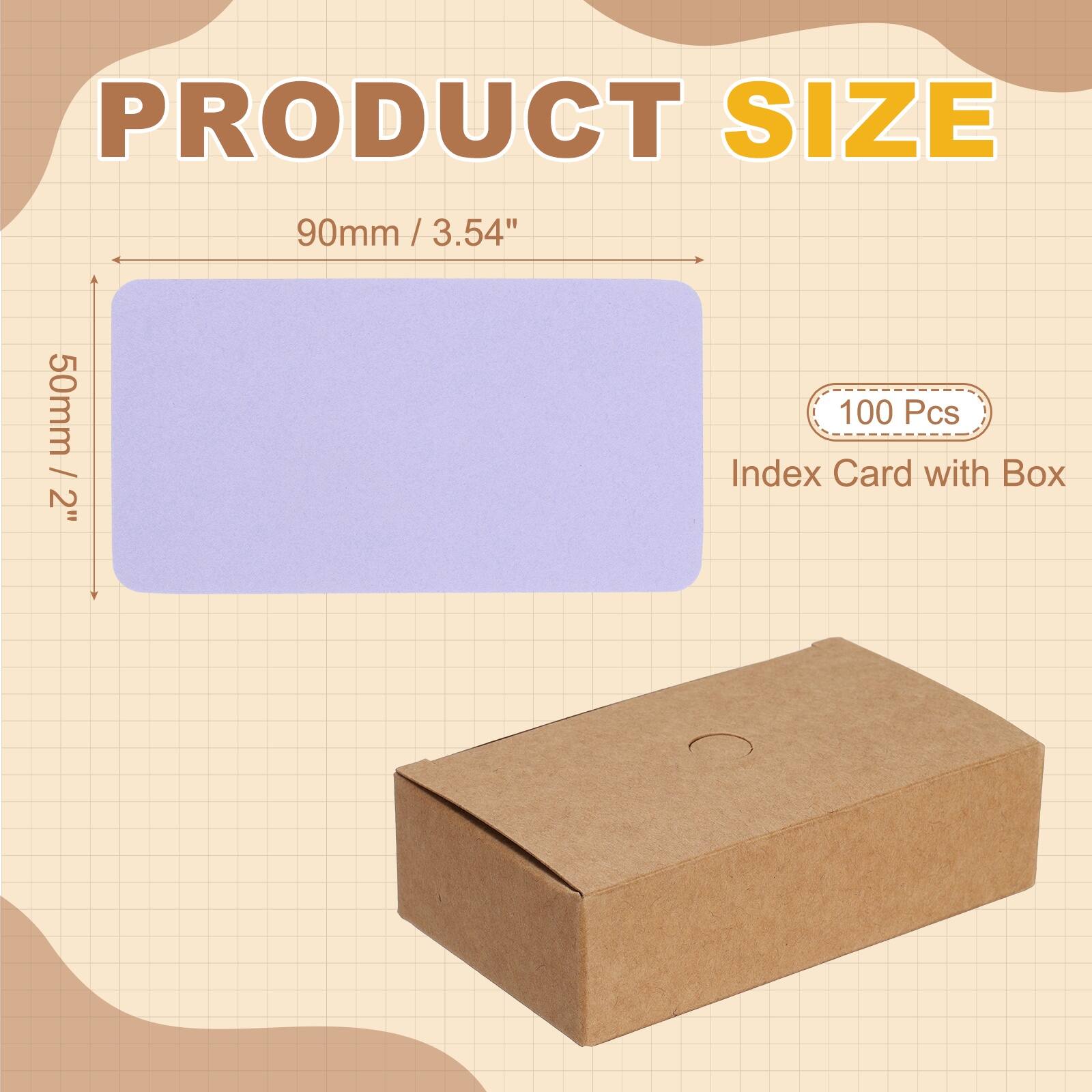 PRODUCT SIZE  
90mm / 3.54"  
50mm / 2"  
100 Pcs  
Index Card with Box