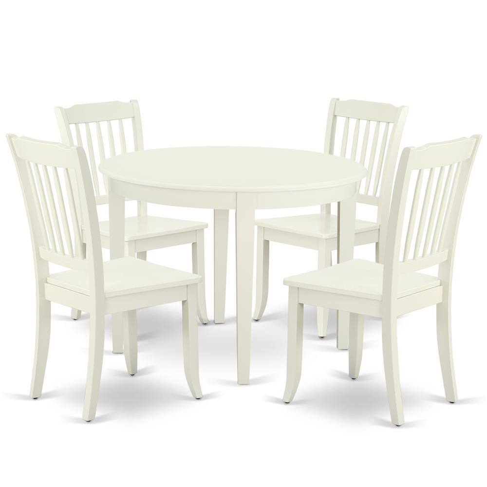 Back. East West Furniture - Dining Room Set Linen White - Brown.