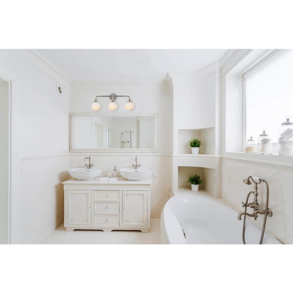 Living District - Hanson 3 lights bath sconce in polished nickel with frosted shade - Polished Nickel And Frosted Shade price history on PriceWatchPro