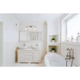 Living District - Hanson 3 lights bath sconce in polished nickel with frosted shade - Polished Nickel And Frosted Shade