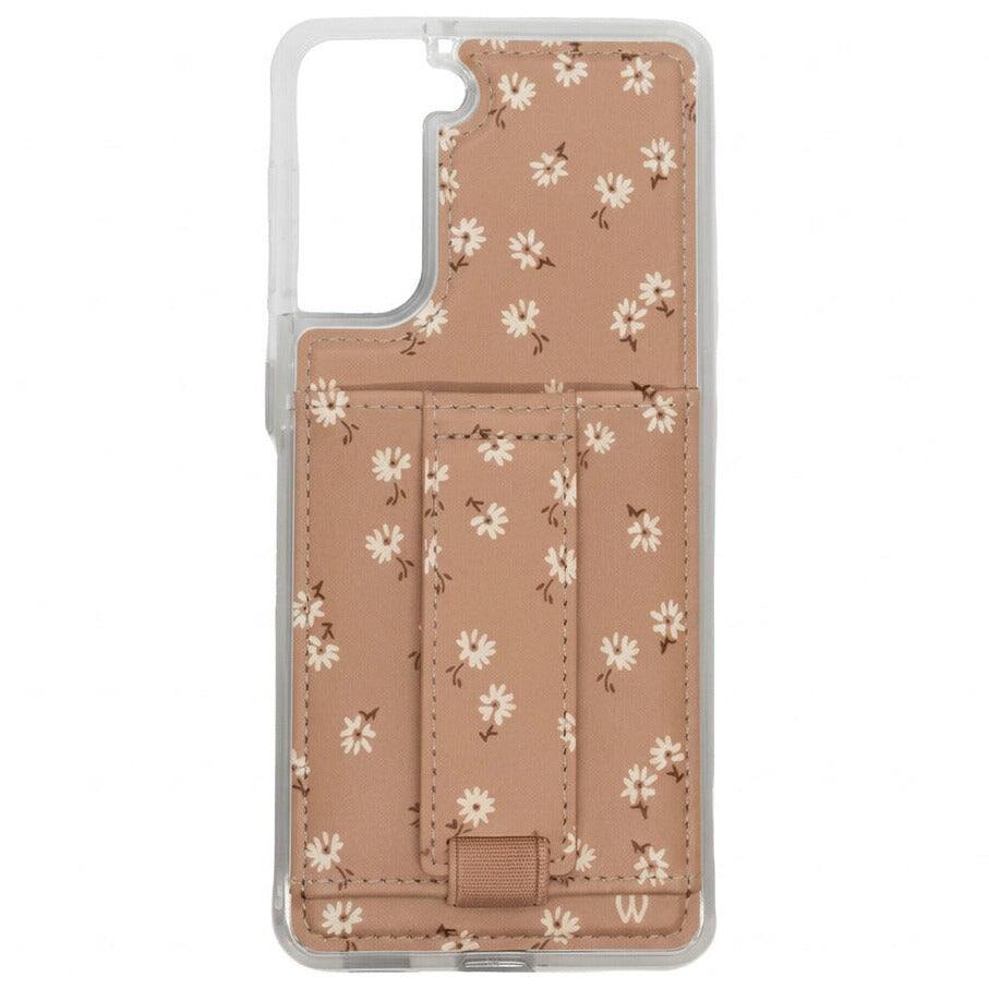 Front. Walli Cases - Walli Cases Samsung S21+ Phone Case with Wallet and Finger Strap - Falling for Floral - Falling for Floral.