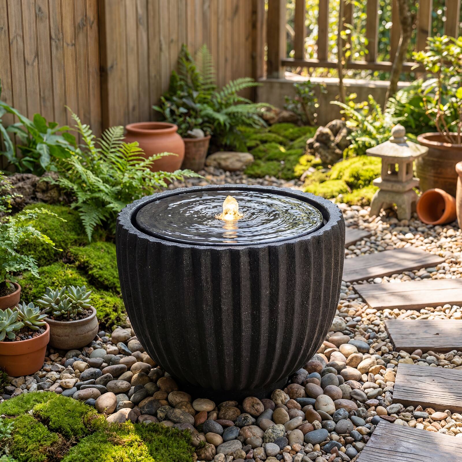 Alt View 3. Costway - Costway 17.5" Outdoor Round Sphere Water Fountain with LED Lights & Pump for Garden Patio - Gray.