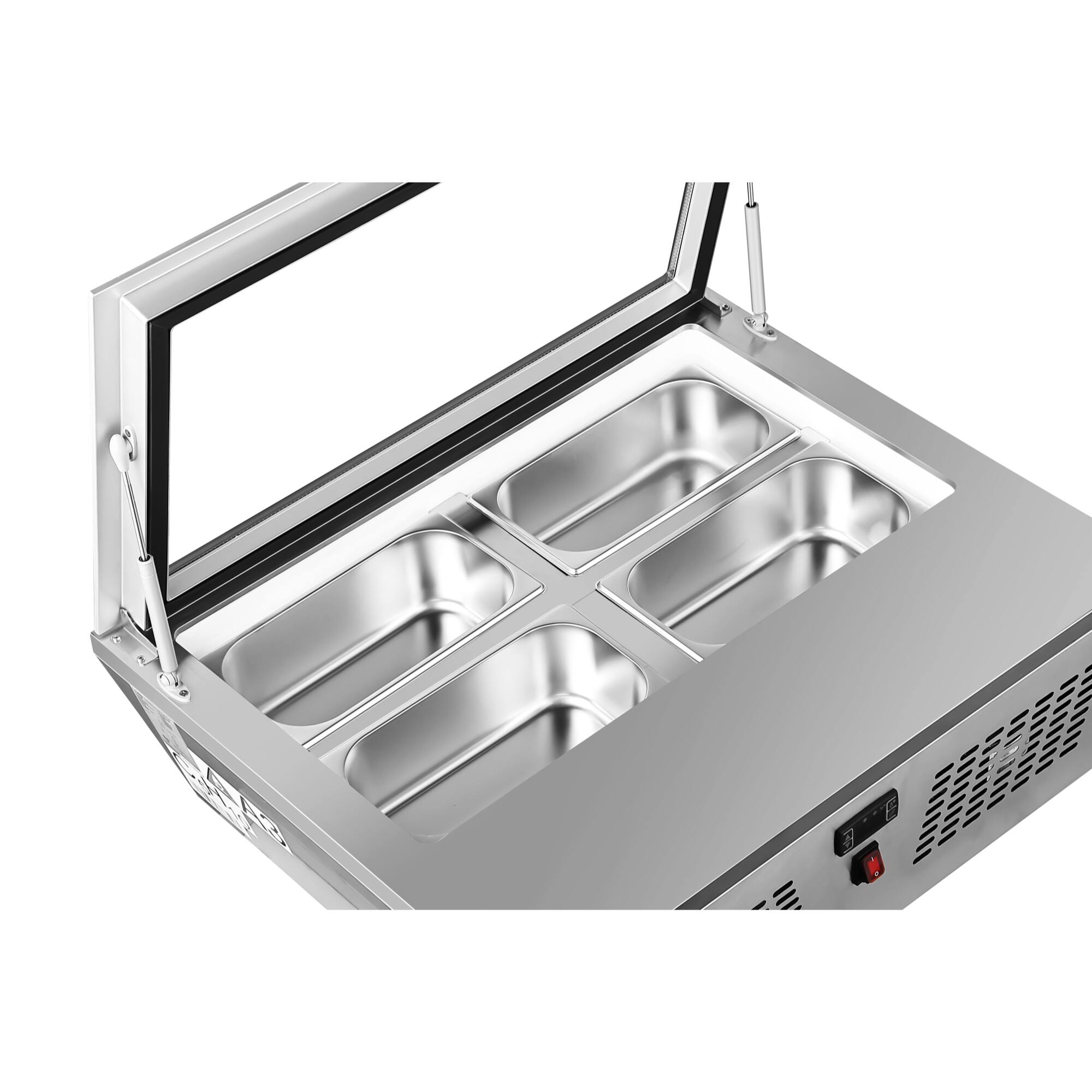 Left. Koolmore - 31 in. Countertop Ice Cream Display case with 4 Pans and Glass Sneeze Guard in Stainless-Steel (KM-CGD-8HP) - Stainless-Steel.