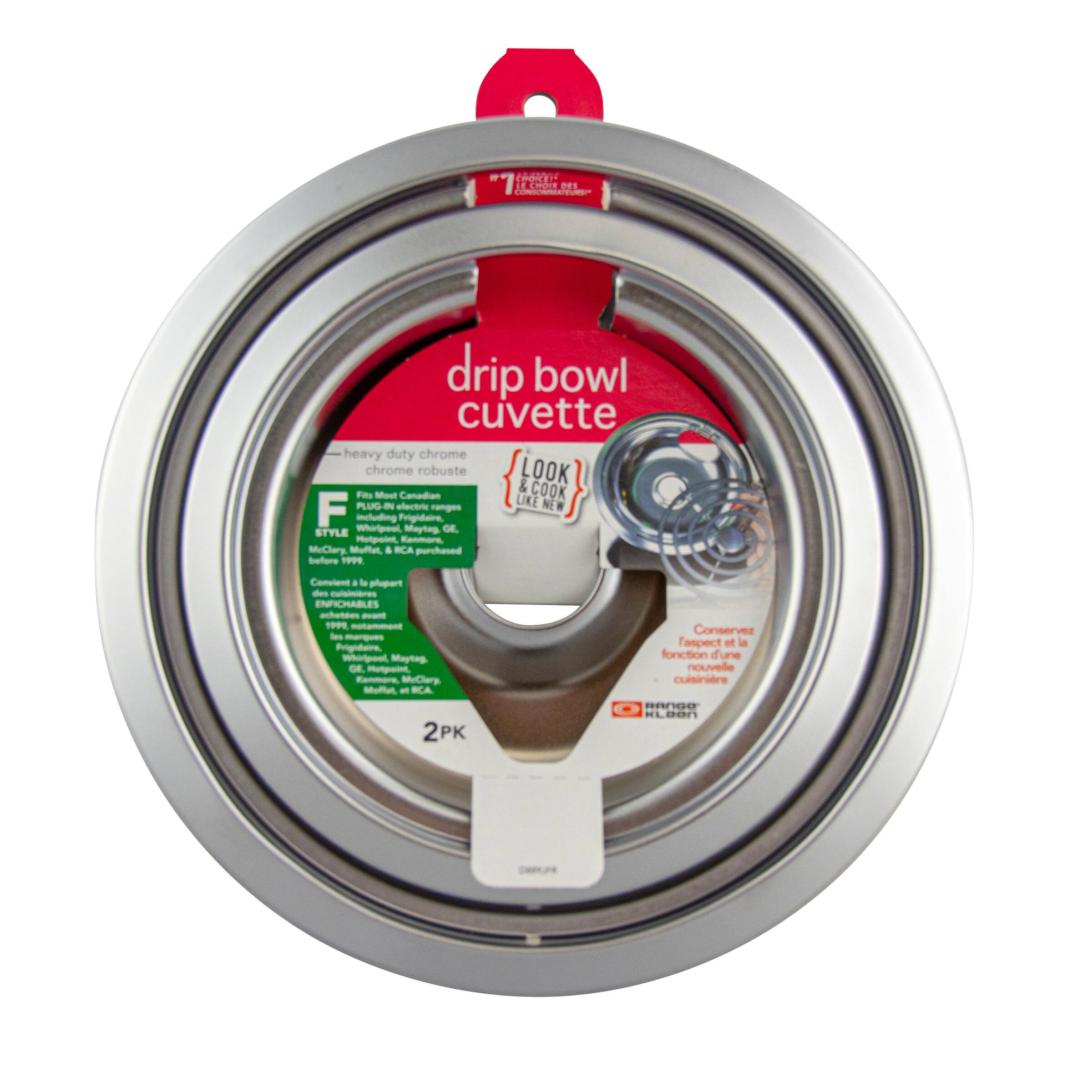 drip bowl cuvette

heavy duty chrome  
chrome robuste

F  
STYLE

LOOK & COOK  
LIKE NEW

Conserves l'aspect et la fonction d'une nouvelle cuvette

McClary, Muffut, & RCA purchased before 1999  
Convert to plug-in electric ranges  
McClary, Muffut, & RCA

ENFICHABLES

2PK

Conserves l'aspect et la fonction d'une nouvelle cuvette

R.L. BENIN