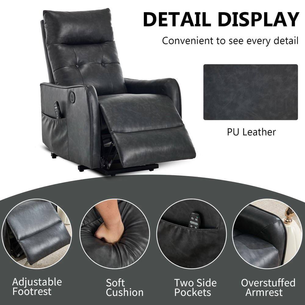 DETAIL DISPLAY  
Convenient to see every detail  

PU Leather  

Adjustable Footrest  
Soft Cushion  
Two Side Pockets  
Overstuffed Armrest