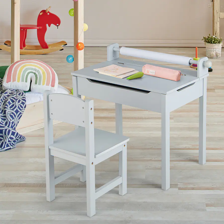 Crafting Table Up Costway Toddler Craft Table & Chair Set Kids Art Crafts Table withPaper ...