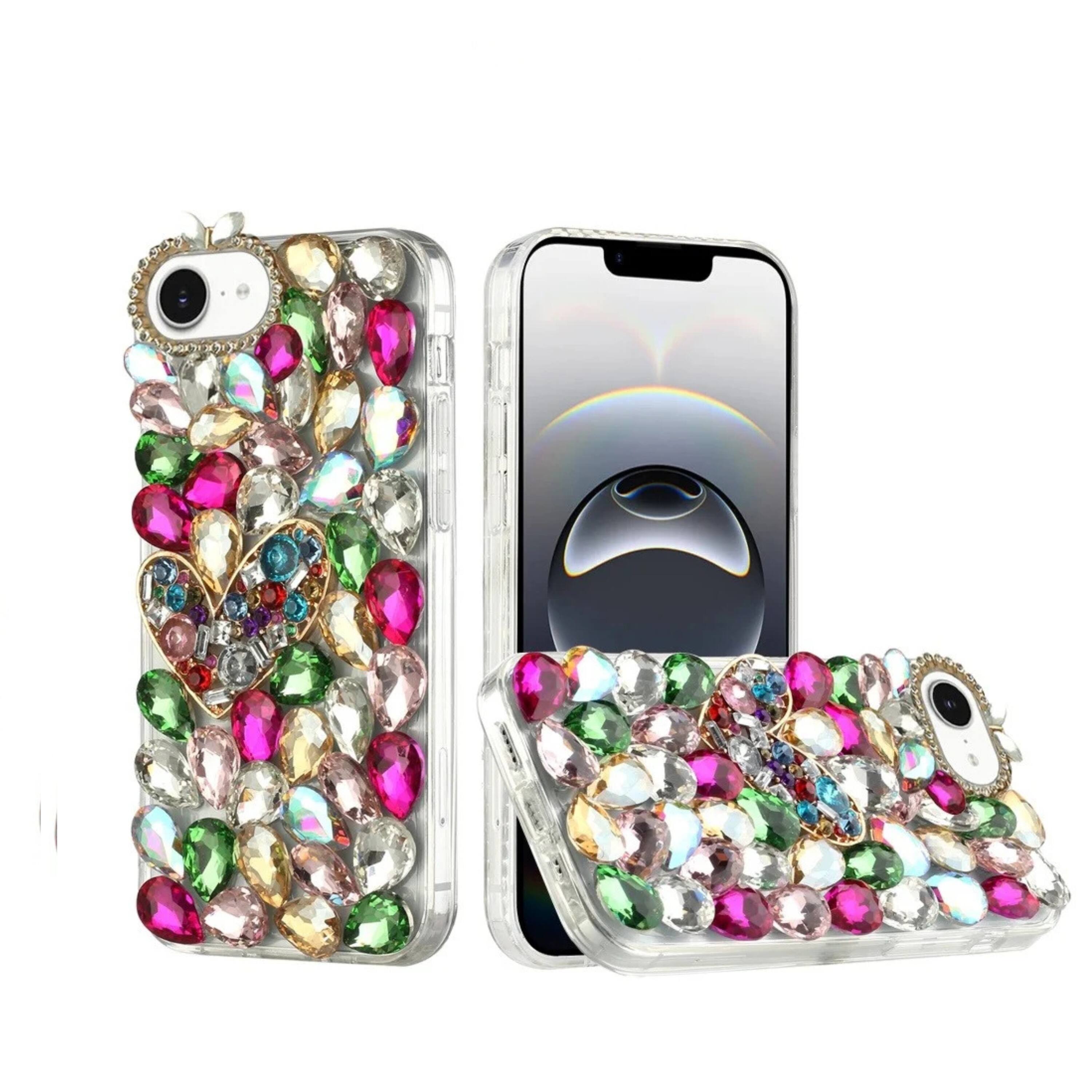 Kitcheniva Full Diamond Faux 3D Jewel Phone Case With Tempered Glass ...