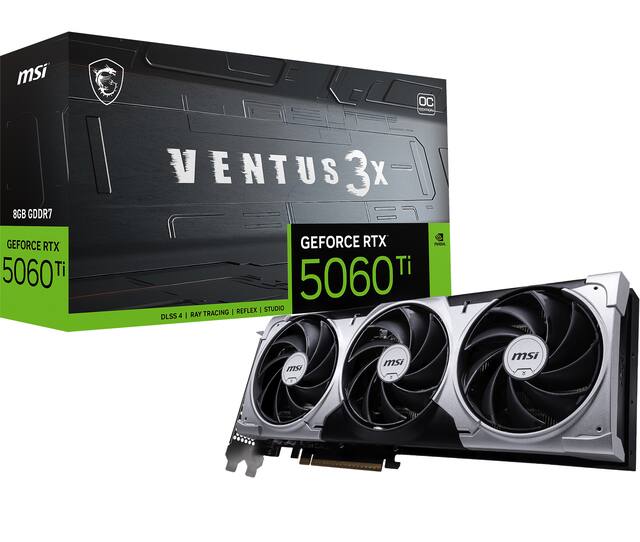 MSI - NVIDIA GeForce RTX 5060 Ti 8GB GDDR7 VENTUS 3X OC Edition PCI Express 5.0 Graphics Card - Black/Sliver