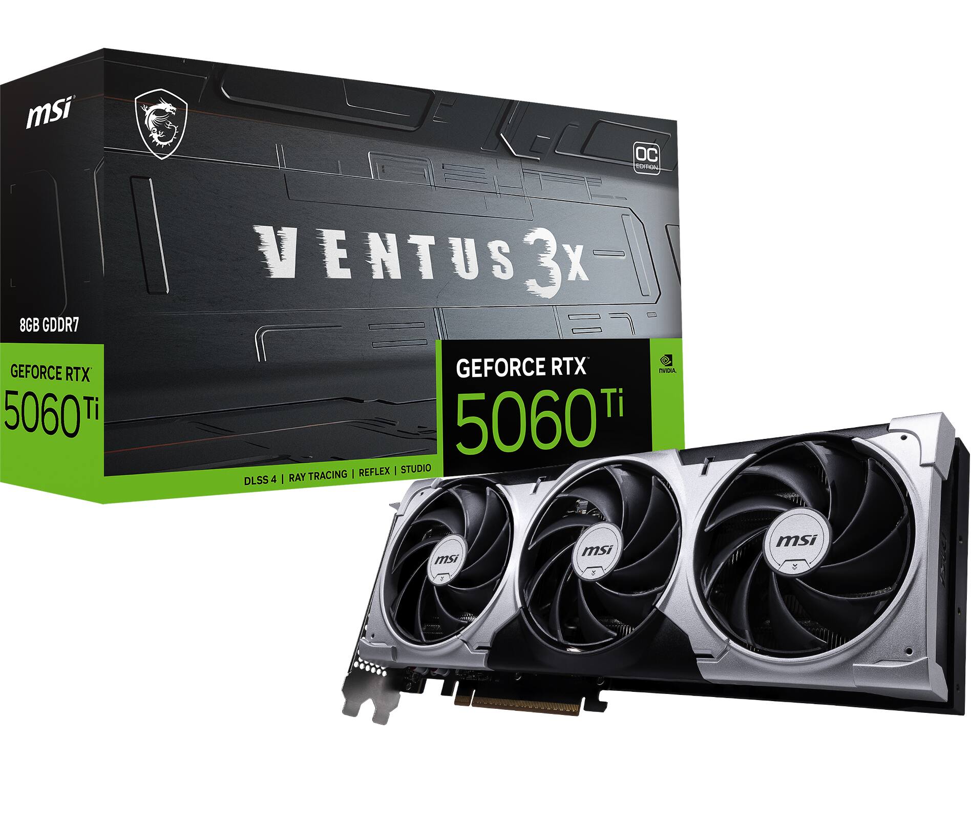 msi OC VENTUS 3X GDDR7 8GB, GEFORCE RTX 5060 Ti DLSS 4, RAY TRACING, REFLEX, STUDIO