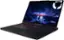 Lenovo Legion laptop computer with a purple keyboard and a blue screen saver.