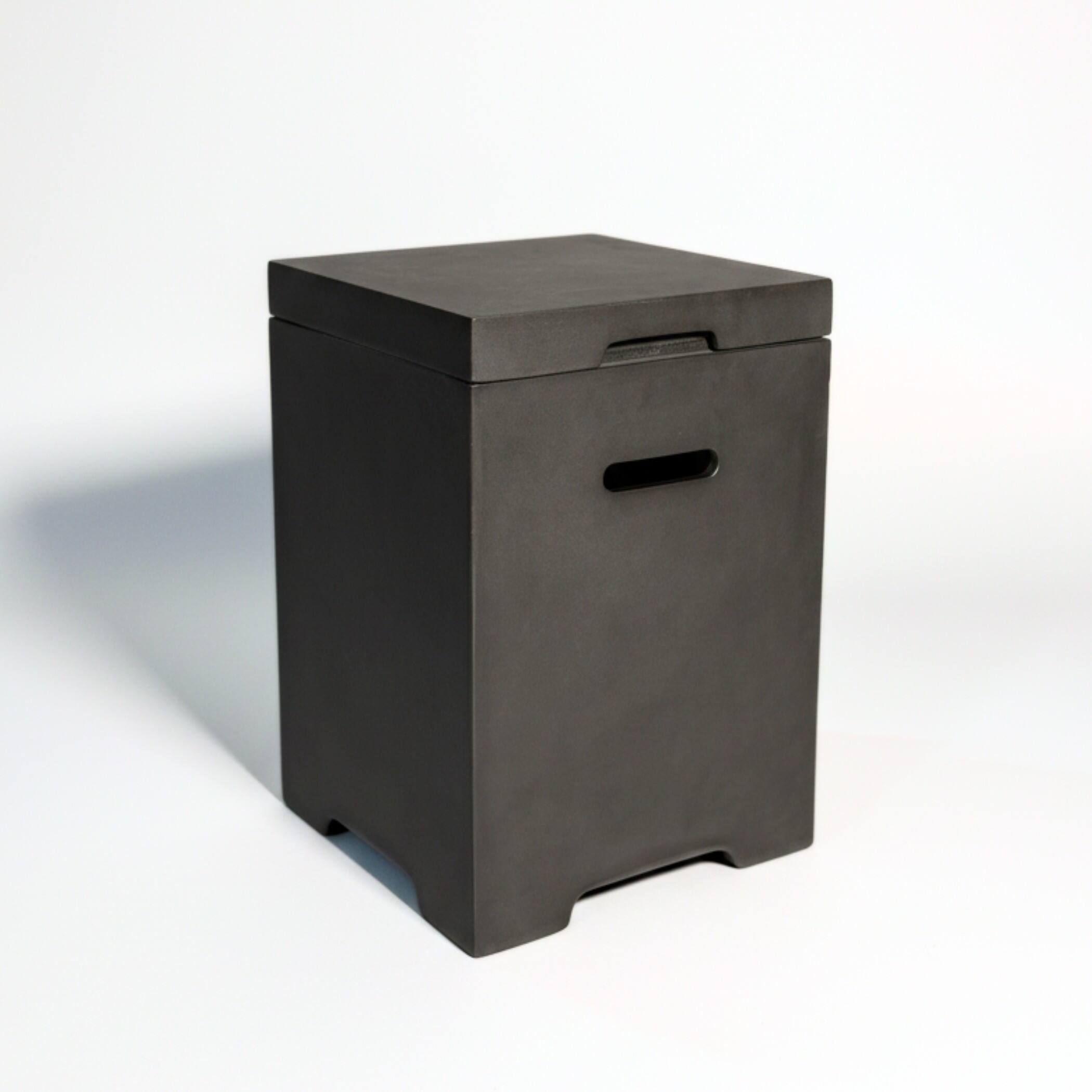 Back. Mondawe - 16 Inch Outdoor Propane Tank Cover and Side Table - Dark Gray.