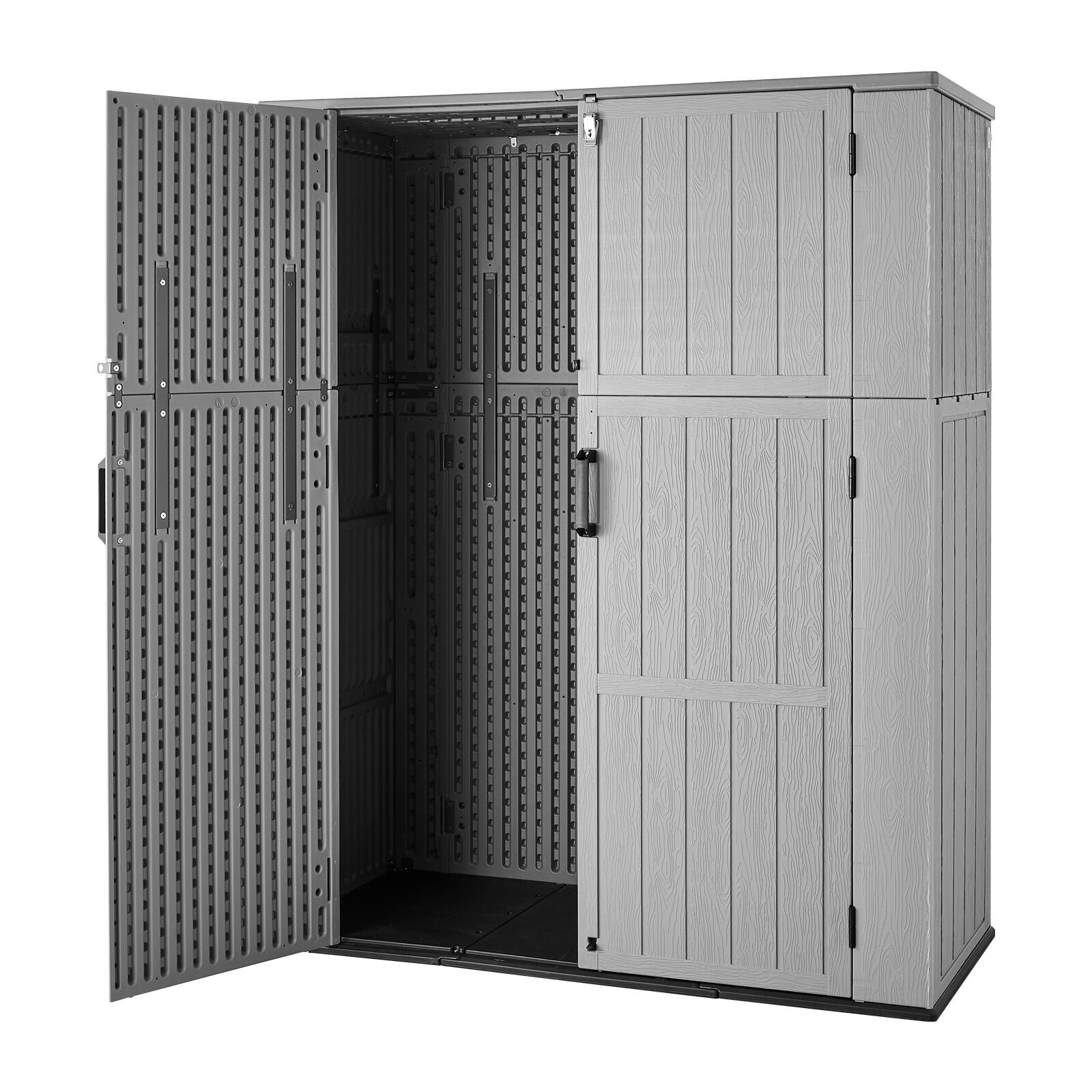 Alt View 5. VEVOR - Outdoor Storage Shed 59 Cu Ft Vertical Resin Storage Cabinet Gray,for Garage,Backyard Patio Accessories and Garden Tools - Grey.