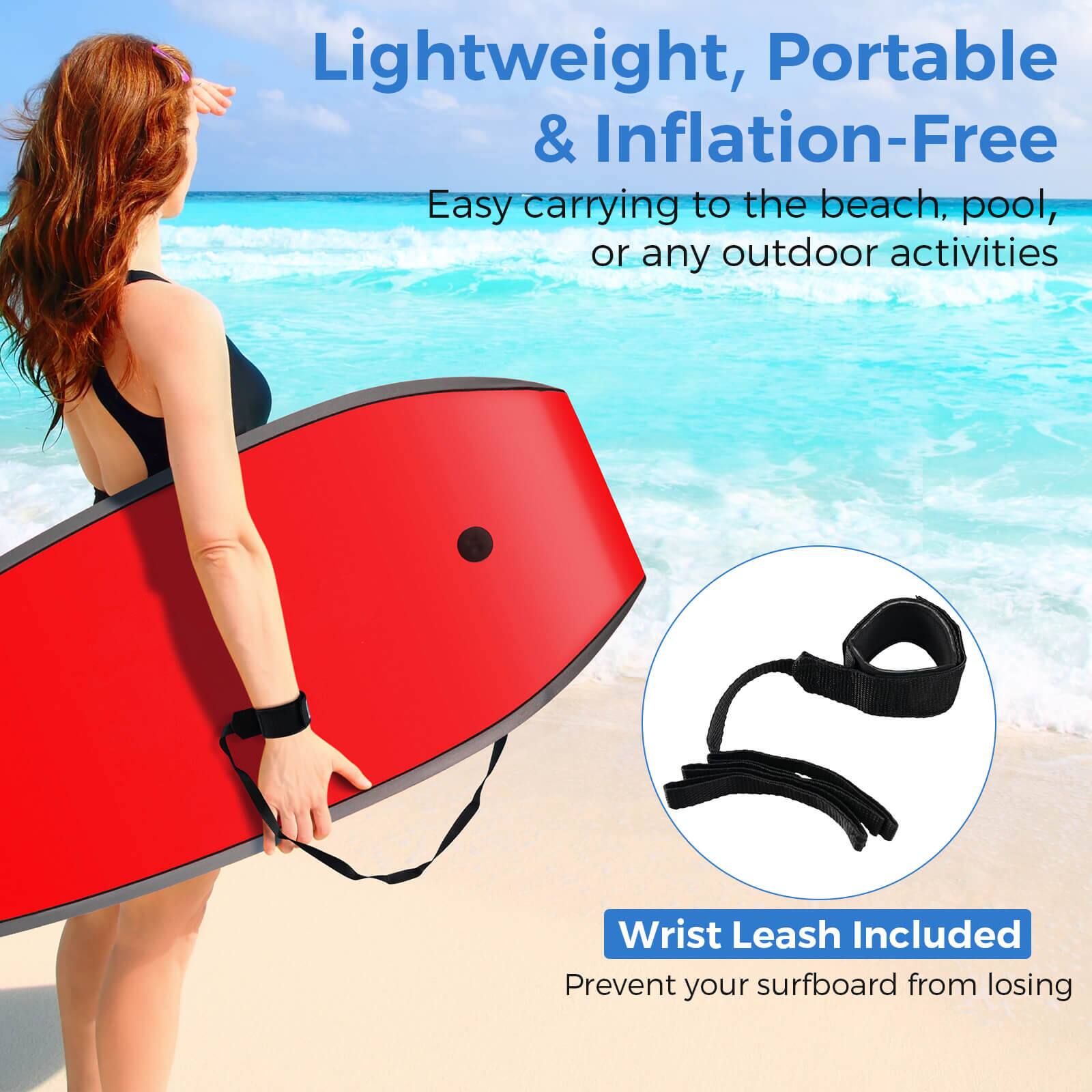 Lightweight, Portable & Inflation-Free Easy carrying to the beach, pool, or any outdoor activities Wrist Leash Included Prevent your surfboard from losing