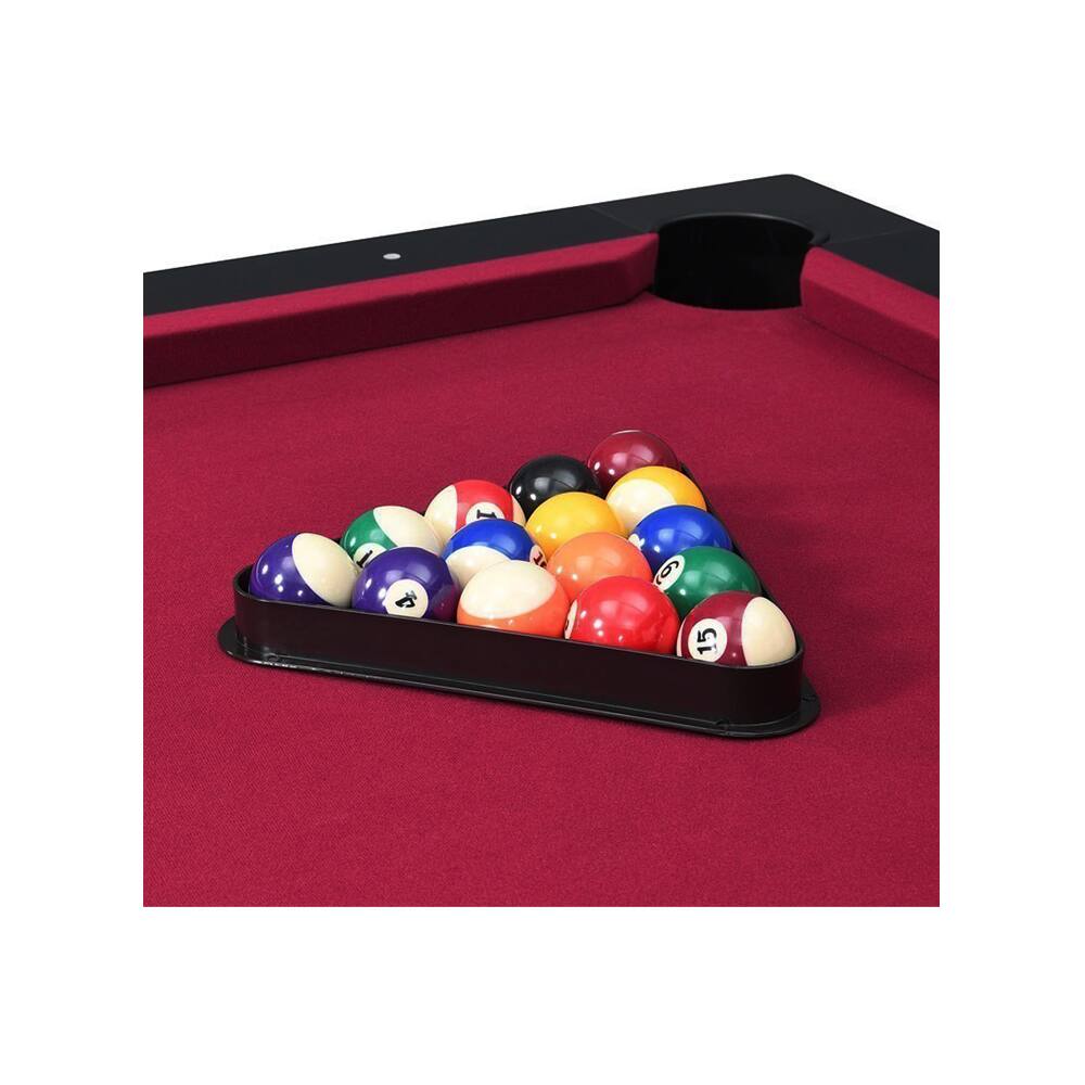 Alt View 2. Elements - Ajax Billiard Table with Balls - Black Finish with Burgundy Playfield - Black/Burgundy.