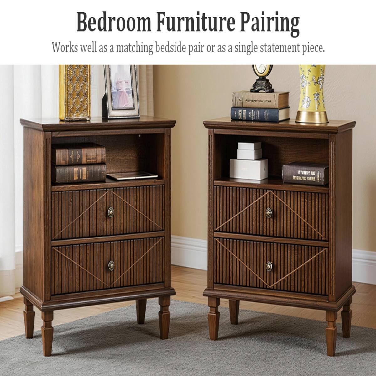 Bedroom Furniture Pairing  
Works well as a matching bedside pair or as a single statement piece.