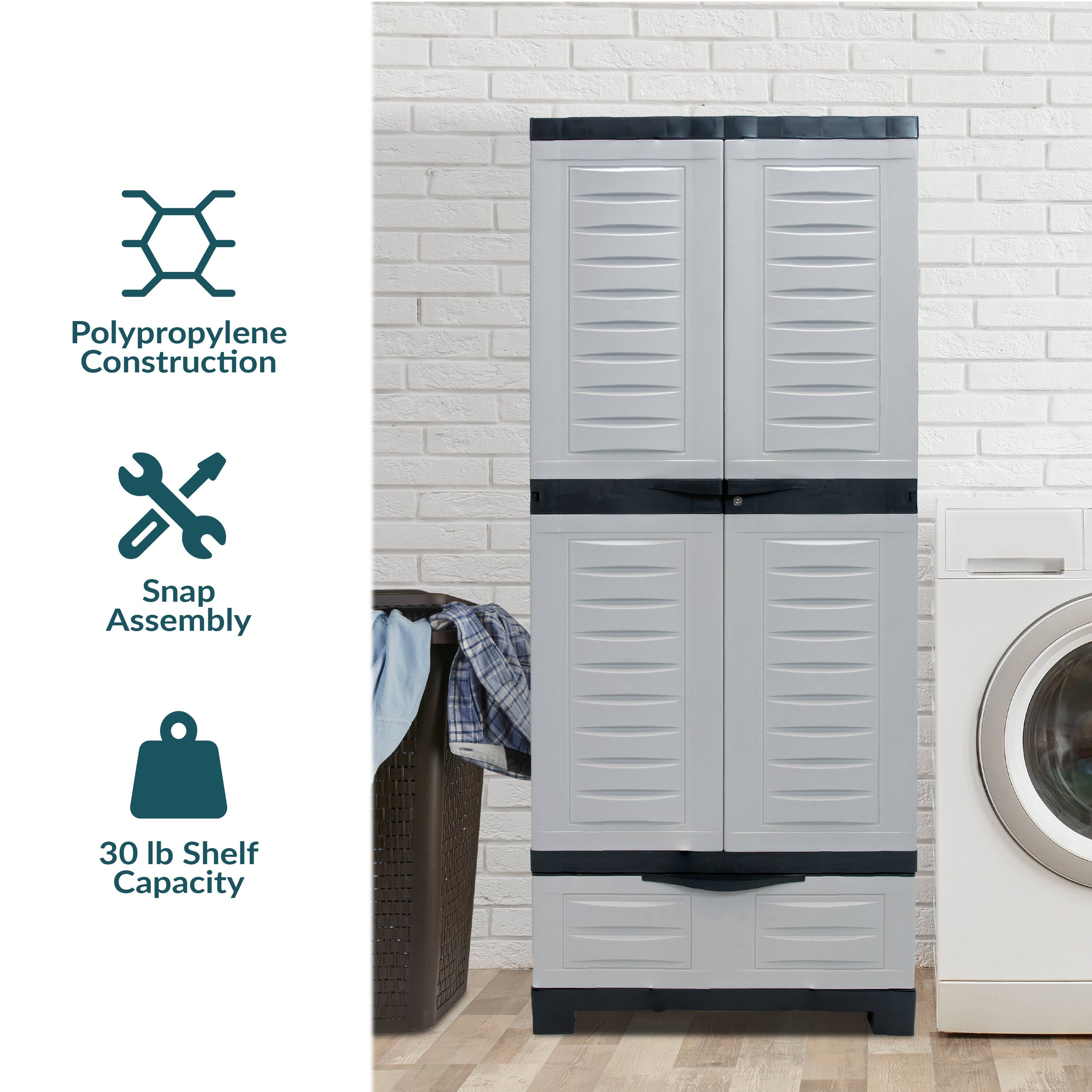 Polypropylene Construction  
Snap Assembly  
30 lb Shelf Capacity