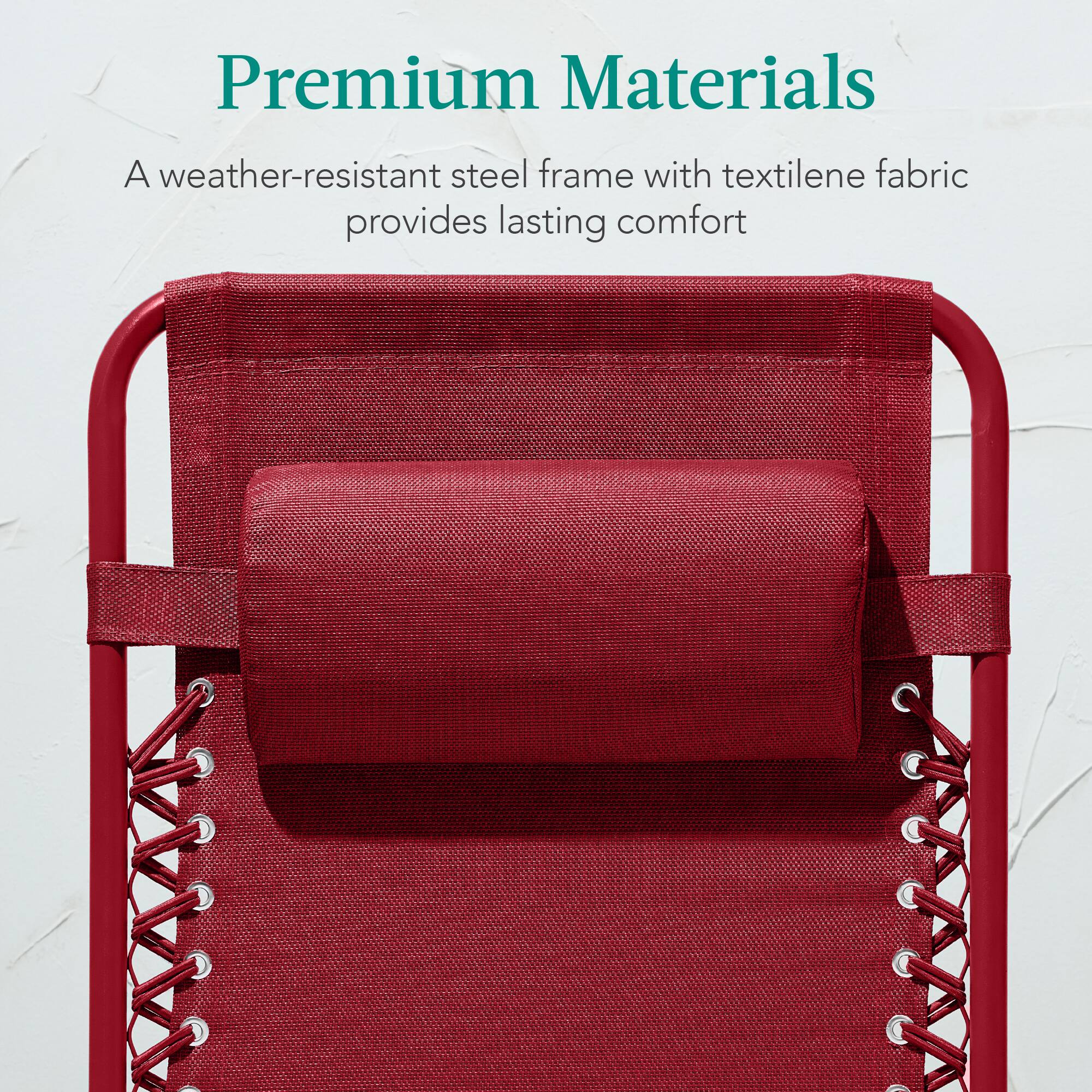 Premium Materials

A weather-resistant steel frame with textilene fabric provides lasting comfort