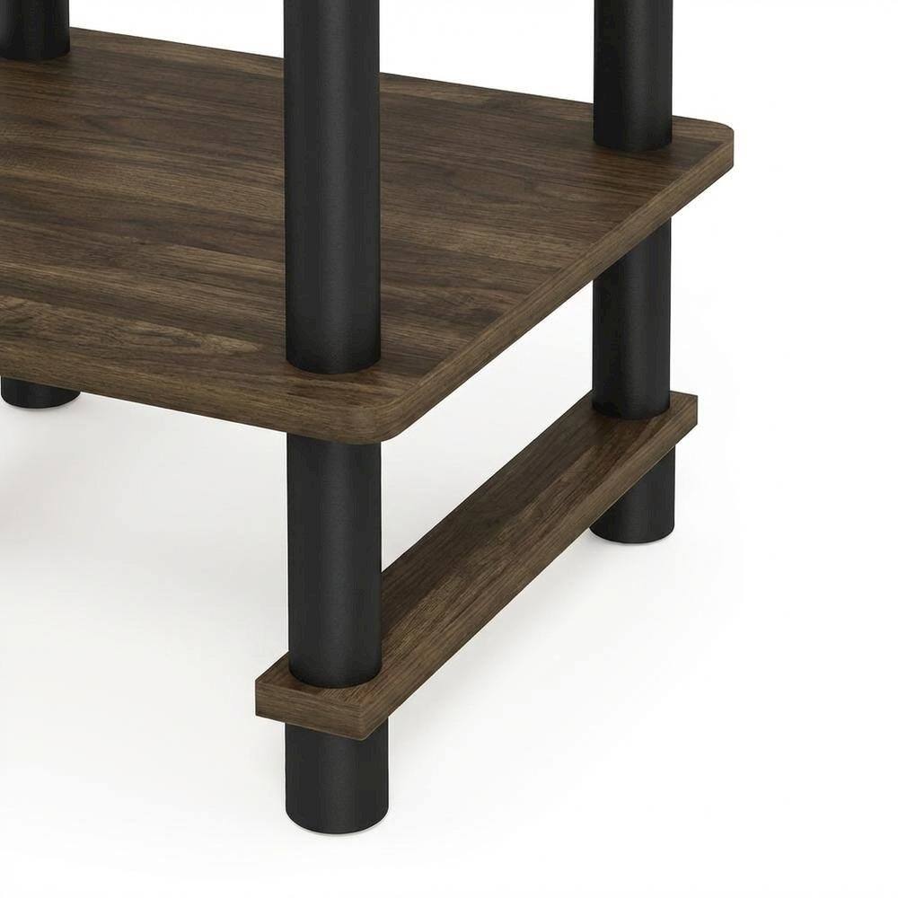 Alt View 2. FurniFact - Dark Brown end table with storage bin - Columbia Walnut/Black/Dark Brown.