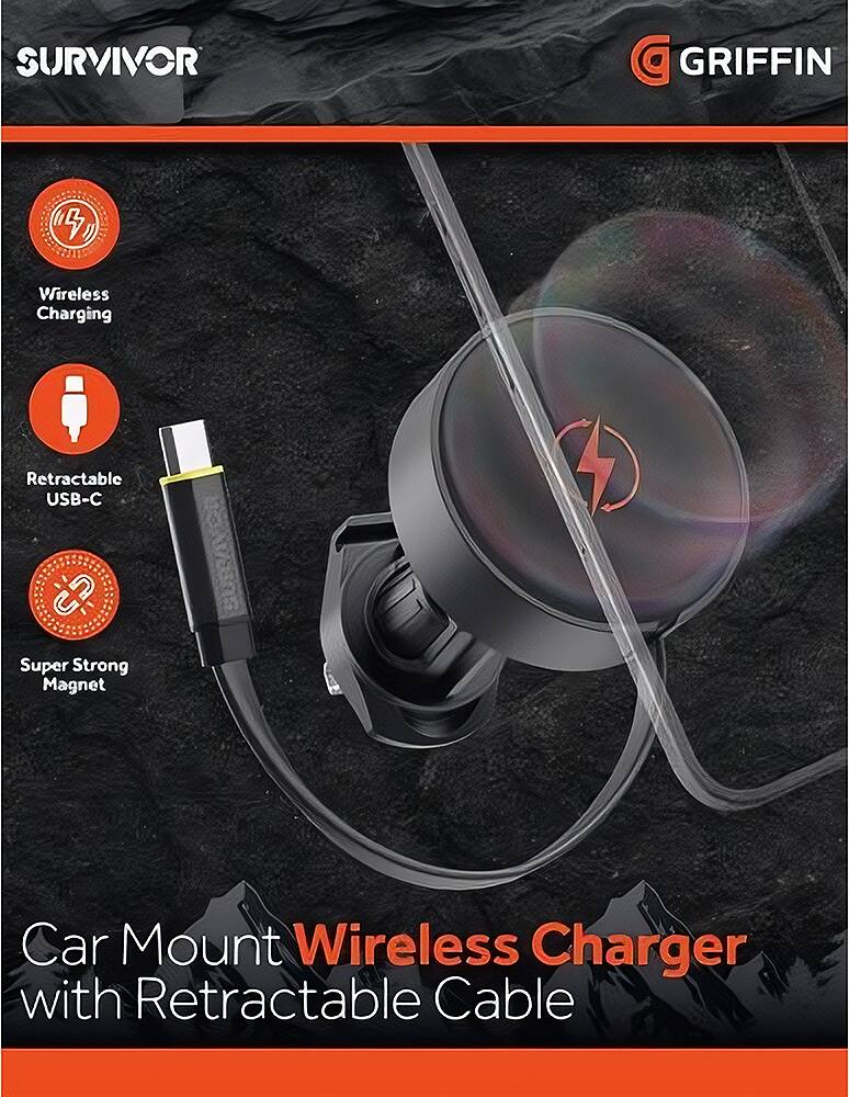 SURVIVOR  
GRIFFIN  
SV  
Wireless Charging  
Retractable USB-C  
Super Strong Magnet  
Car Mount Wireless Charger with Retractable Cable