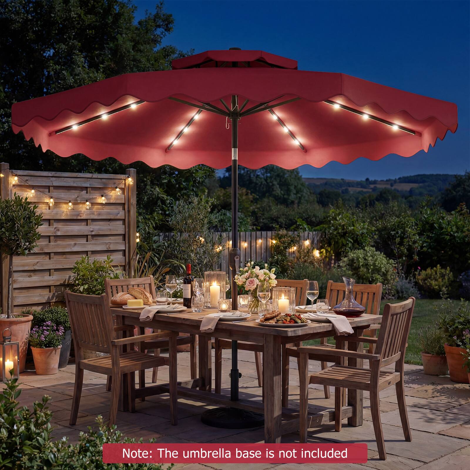 Note: The umbrella base is not included